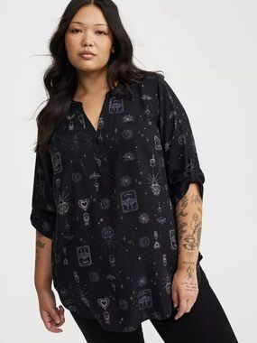 Torrid Black Celestial Button-Up Tunic 2X